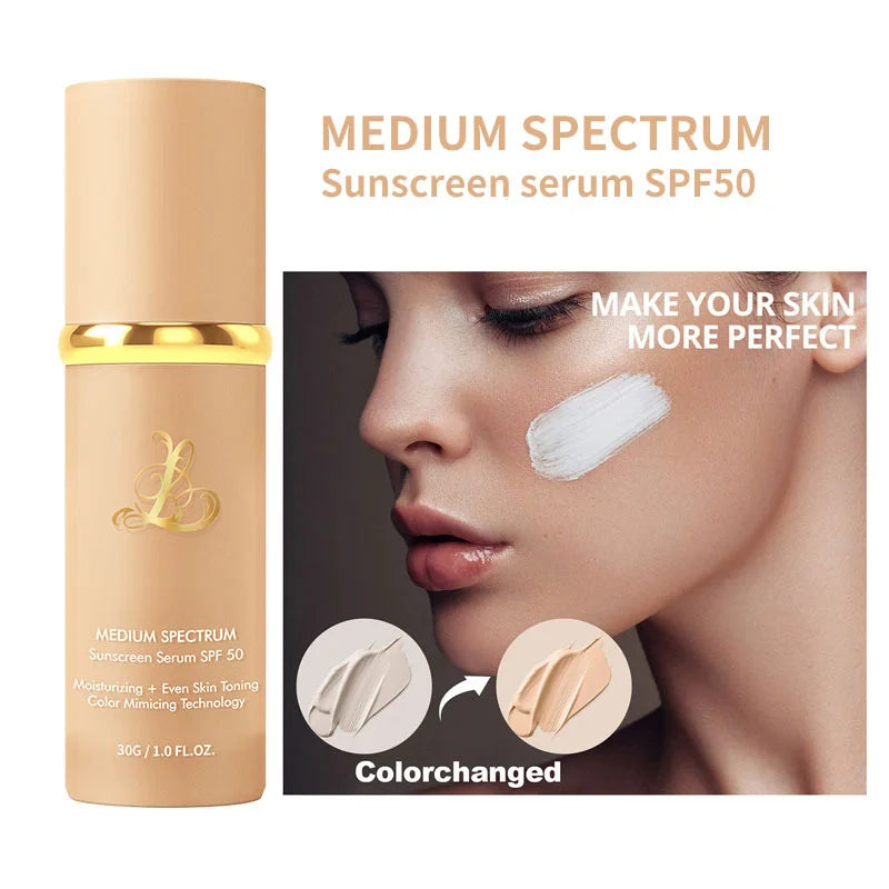 4-in-1 Moisturizing Light Spectrum Color Change SPF 50 Waterproof Matte Oil Control Liquid Foundation for All Skin Tones (30ml)