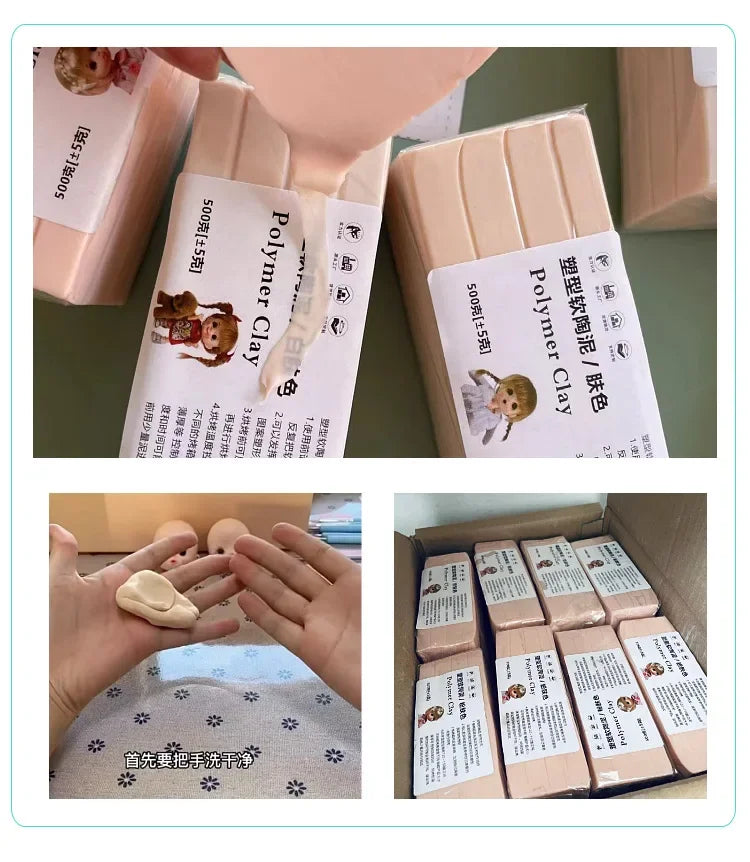 450g Professional Doll Head Clay Hand Model Doll Clay Skin /White Skin Color Polymer Soft Clay